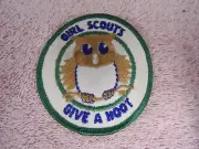 Vtg Girl Scouts Give a Hoot Cloth Patch - New Old Stock
