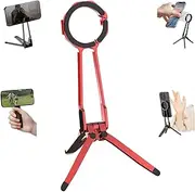 360° Rotating Magnetic Phone Stand, Multi Angle Tri Fold Cell Phone Holder, Magnetic Phones Tripod Stand, Compatible with Multiple Phones, for Streaming, Travel (Red)