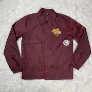 NEFF Mens Snap Front Collared Track Jacket Size M Medium Burgundy Yellow Flower