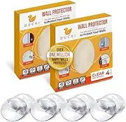 Ducki Door Stop Wall Protector | Self Adhesive Door Knob Wall Protectors from Door Knobs | Rubber Door Stoppers for Wall Damage & Noise | Durable, Shock Absorbent & Discreet | 8 Pack Clear Door Stops