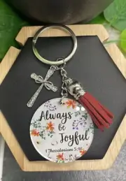 3.5” Scripture Pendant Purse Rhinestone Cross Charm Keychain Always B3606