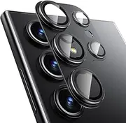 [WSKEN] for Samsung Galaxy S24 Ultra Camera Lens Protector, Alloy Metal Camera Cover with Tempered Glass Screen Protector Accessories,Case Friendly,Scratch Resistant,Easy to Install - Black