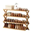 Free Standing Shoe Racks for Closet, Shoe Shelf Bamboo Shoe 4 Tier Natural