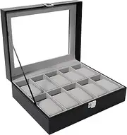 Uten Watch Box with 10 Slots, Watch Box for men, Watch Display Case, Watch Storage Box with Removable Cushion, Metal Clasp, PU Leather