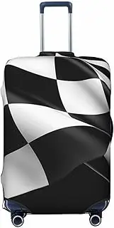 [STVYUKL] Black White Formula Checkered Flags Pattern Luggage Cover Personalized Elastic Washable Suitcase Cover Luggage Protector Auti-Scratch Suitcase Case Protector Fits 18-32 Inch Luggage, Black