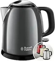 Russell Hobbs Colours+ 24993-70 Small Kettle [1.0 L] Stainless Steel Grey (2400 W, Quick Boil Function, Removable Limescale Filter, External Water Level Indicator, Small Travel Kettle) Tea Maker