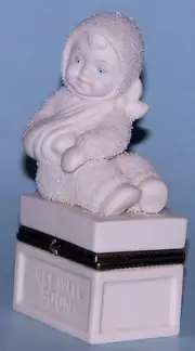 Dept 56 Snowbabies, "Get Well Soon" porcelain box #69280 broken arm 2001 NIB