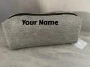 BNWT Personalised Anko Small Tubular Grey Pencil Case Makeup Purse 9 x 21cm