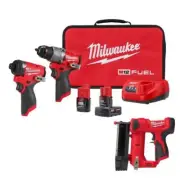 Milwaukee Hammer Drill + Impact Driver Kit 12V Cordless w/ 23-Gauge Pin Nailer