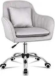 ALFORDSON Orla Grey Velvet Office Chair, Modern Home Office Chair Height Adjustable, Swivel Fabric Armchair, Computer Desk Chair, Mid-Back Task Chair for Kids Adult Study Work, Living Room, Bedroom