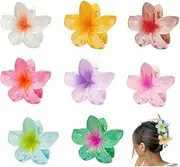 Naisfei 8 PCS Plumeria Flower Hair Claw Clips, Flower Hair Clips Large Plumeria Clips Hibiscus Hair Clips, Hawaiian Flower Hair Claw Clips,Non Slip Flower Claw Clips,Cute Flower Hair Clips
