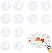 12PCS Paint Tray Palettes PVC, 10 Wells for Oil Acrylic Watercolor DIY Craft Professional Art Painting