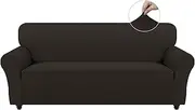 Easy-Going Stretch Fleece Sofa Cover 4 Seater, Non Slip Sofa Slipcovers for Kids Pets Dogs, 1 Piece Soft Couch Covers Oversized 3 Seater, Washable Couch Covers Furniture Protector, Chocolate