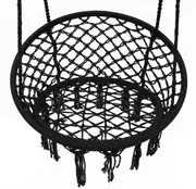 Macrame Hammock Hanging Rocking Chair, Suitable for Bedroom, Outdoor, Children, Adults, Huge Load-bearing Capacity（Black）