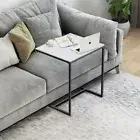 Marble Bedside Sofa Side End Table Coffee Tray C Shaped Laptop Stand Metal Frame