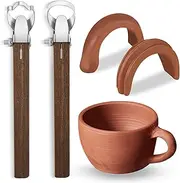 2 Pcs Sculpture Scraper Pottery Carving Tool Pottery Cup Handle Shape Clay Extruder Tool Teacup Mug Handgrip Clay Cutters with Wooden Handle for Ceramic Sculpture Craft(Classic Style)