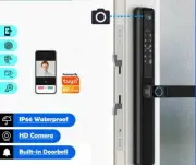 Electronic Waterproof Lock Fingerprint Code Camera Keyless Glass Sliding Door