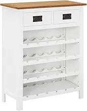 Wine Rack Solid Oak Wood Cabinet - 72x32x90 cm - Storage for 24 Bottles, Wooden Shelves, Bar Organizer, Kitchen Countertop, Glass, Liquor Display, Cabinet Stand