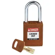 Brady Lockout Padlock,Brown,1-13/16" H Body NYL-BRN-38ST-KD Brady
