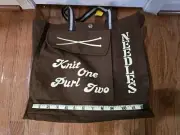 NWT KMART Vintage Knit One Pearl Two Brown Canvas Bag