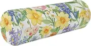GuoChe Yoga Bolster Pillow Rustic Spring Flowers Leaves Yellow White Neck Roll Pillow Support 5.5" x 17" Round Pillow Inserts Cylinder Neck Roll Sleep Posture Support