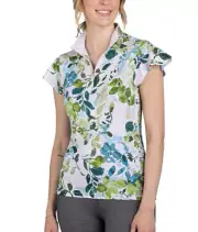 Kastel Denmark Flutter Sleeve Sun Shirt - Emerald Watercolor Floral
