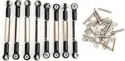 RC Link Rod Set 8PCS Metal Front Rear Servo Link Rods Durable Replacement Parts for WPL B14 C14 FY001 1/16 Scale RC Cars Black 65mm