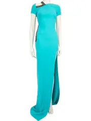 Blue Crystal Embellished Maxi Dress