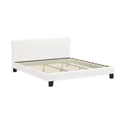 Oikiture Bed Frame King Size Base White Boucle TOFU