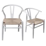 Levede 2PCS Replica Hans Wegner Dining Chairs White
