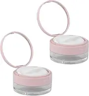 2pcs Powder Puff Case Powder Container Makeup Loose Powder Case with Puff Powder Container with Mirror Loose Powder Bottle Makeup Case Mirror Powder Container Powder Holder Pink FOMIYES