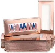 Noverlife 30PCS Empty Press On Nails Packaging Box Set With White Background Paper, Pullable Display Packing for Nail Business - Rose Gold