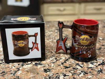 Hard Rock Cafe Niagara Falls Coffee Mug Red Flying V Guitar Handle Beer 20 oz