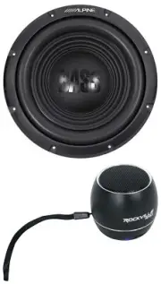 Alpine W12S4 12" 250 Watt RMS 4-Ohm Car Subwoofer Sub+Portable Bluetooth Speaker