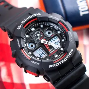 【CASIO 卡西歐】G-SHOCK 數位指針雙顯運動錶(GA-100-1A4DR)