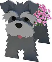 Bamboo's Grocery LoKii Gray Schnauzer Dog Planter, Cute Dog Plant Pot, Animal Shape Plant Containers, for Outdoor Indoor and Garden Decoration Plants
