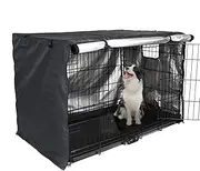 Heavy Duty Dog Kennel Cover,Double Door Wire Kennel Privacy Cover - 42 Inches Oxford Fabric Pet Crate Protector for Indoor Outdoor Protection