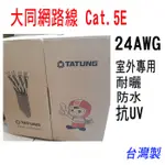 大同網路線  零售 1米 100%原廠 公司貨 CAT.5E 戶外黑皮線 CAT5E 純銅 防水PE 抗UV 台灣製