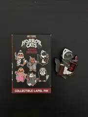 Horror Cats Wicked Whiskers Halloween Pin (Gray Cat)