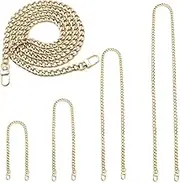 7.9 inch DIY Iron Flat Chain Belt, Handbag Replacement Belt, Shoulder Belt, Wallet Chain Belt, Metal Buckle, Gold 4 Pcs, 7.9/15.7/31.5/47.2 inch