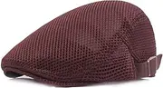 [Michear] Men's Mesh Flat Cap Summer Hat Breathable Newsboy Beret Ivy Cap Cabbie Flat Cap Adjustable