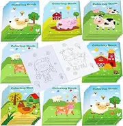 Farm Animals Coloring Books Bulk for Kid, 12 Pcs Mini Coloring Books, DIY Art Drawing Activity Books for Kids, Cow Sheep Horses Barns Farmhouse Theme Barnyard Party Favors