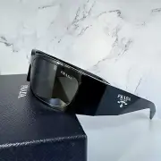 Prada Sunglasses Black Wrap Mask Symbole Logo Runway Acetate Authentic
