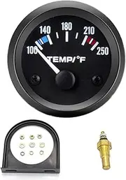 xinyee 2 Inch 52mm Water Temperature Gauge Universal Car Pointer Water Temp Meter Kit 100-250 Fahrenheit with White LED Backlight Temperature Sensor for 12V Car Truck SUV Boat