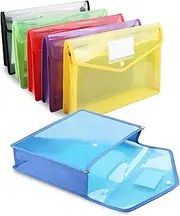 Plastic Wallets A4,6 Pcs Folder Document Wallets Large Capacity,Document Folder with Snap Closure Button,Plastic Folders A4 for Office School Home(6 Colour)