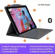 Logitech SLIM FOLIO Case with Bluetooth Keyboard for Apple iPad 7th 8th 9th Gen