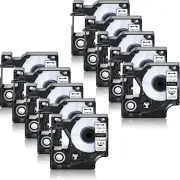 10PK Black on Clear 45010 Tape for Dymo D1 LabelMananger 210D Label Maker 0.47"
