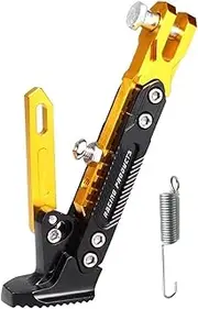 jiningqiuguodianzi Adjustable CNC Metal Motorcycle Foot Bracket Motorbike Kick Side Kickstand Parking Bracket Moto Bike Side Stand Accessories(Yellow)