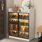 Shoe Storage Cabinet Wooden Shoe Cabinet, Shoe Storage Cupboard with Tempered Glass Goors, Shoe Rack Organizer with Adjustable Shelves, Storage Cabinet Shoe Organizer