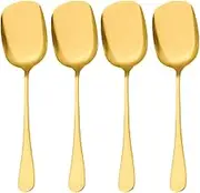 Cretvestsar 4 Pcs Stainless Steel Serving Spoons Classic Long Handle Gold